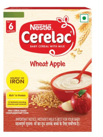 Nestle Cerelac With Milk, Wheat Apple Baby Cereal (From 6 to 24 Months)